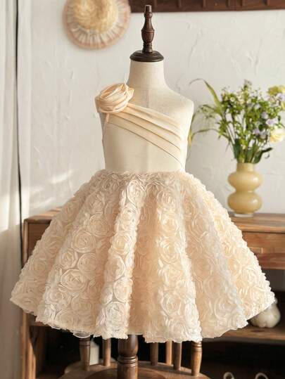 LMoss Kids Young Girl Woven Solid Color Sleeveless Dress,Waist Fitted A-Line Dress, For Wedding, Party, Prom, Holiday, Spring Break, Valentine's Day, Cute & Elegant & Sweet & Vintage & Fashionable. Mom And Daughter & Sisters Matching, Family Vacation, Daily Wear, Home Family Gatherings And Special Occasions, Sibling Outfits, Gorgeous Princess, For Birthdays, Spring/Summer. Beige Dresses For Girls One Strap Party Dress Girl Champagne Dress For Girl Cream Dresses For Girls Girls Party Dress