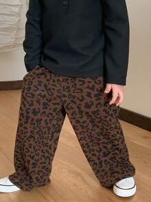DAZY Toddler Boys' Casual Leopard Print Loose Fit Bottoms - Coffee Brown - View 3