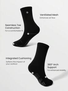 GLOWMODE 3 Pairs Make A Move Grip Scrunch Crew Socks - Black - View 4