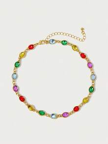 Glisma 18K 镀金 1 件纹理金属串珠项链，适合派对、休闲、音乐会/节日、夜总会、可爱、奢华、婚礼、节日、度假、露营、 Y2K/妈妈/女士/女孩、秋季/秋季/冬季/节日/假日/度假/老钱/万圣节 - 彩色 - 查看 2