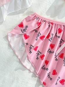 PetitDoll 大码女式粉色爱心情人节系列侧开衩舒适家居平角内裤 - 粉色 - 查看 5