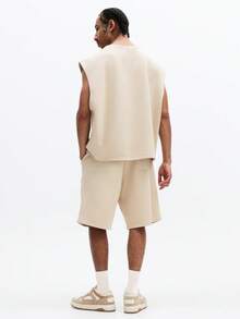 SUMWON Elliot 1965 Script Sleeveless Tank Top And Drawstring Shorts Co-Ord Set Casual Summer Two Piece Outfit Regular Fit Crew Neck - Black - View 2