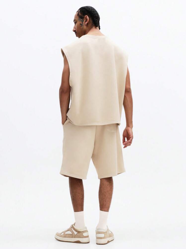 Sleeveless Tank Top With Drawstring Shorts Set