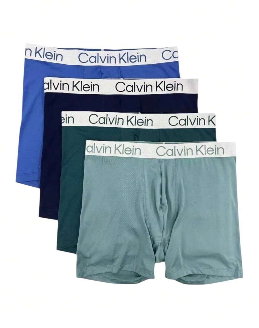 Boxer Calzones Calvin Klein Briefs Largos 4 Piezas Comodos De Microfibra Originales - Azul - Ver 1