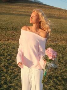 Sydney Algeri 新款秋冬柔软甜美休闲宽松毛绒针织套头衫女 - 粉色 - 查看 5