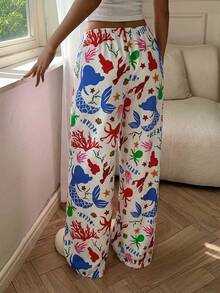 Aloruh Women's Octopus Print Casual Lounge Pants, Spring/Summer - Multicolor - View 2