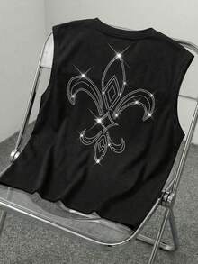 AXEPEAK Men's Letter Graphic Crew Neck Casual Loose Tank Top - Black - View 6