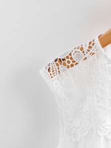 GlowEve 女士蕾丝拼接圆领休闲百搭背心 - 白色 - 查看 5