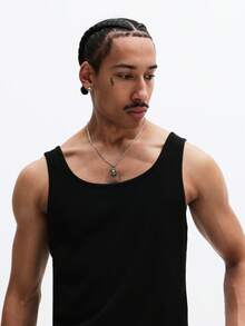 SUMWON 经典无袖圆领背心，舒适合身，休闲日常必备，纯色百搭单品。 - 黑色 - 查看 5