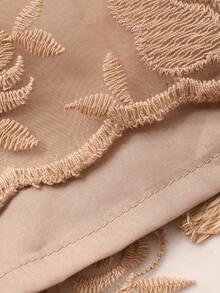 DAZY Gaun Wanita Elegan Warna Polos dengan Lengan Mengembang Berenda dan Sabuk, Gaun Tamu Pernikahan Musim Semi/Panas - Khaki - View 8
