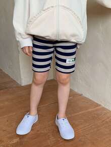 DAZY Girls' Striped Print Casual Versatile Shorts - Blue - View 2