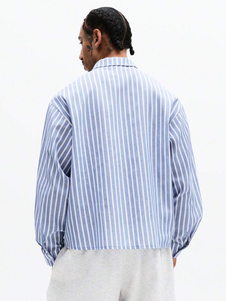 Crop Fit Striped Shirt With Detachable Tie