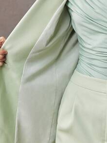 ZEYLAH Oversized Loose H-Line Long Blazer Jacket, Spring - Mint Green - View 7