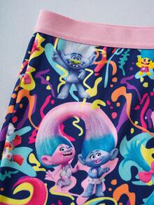 Trolls X SHEIN Bộ áo ngực và quần lót không dây họa tiết hoạt hình mềm mại thoải mái cho nữ - Hồng - Xem 7
