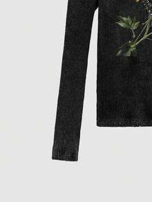 NEON BLANC 男士街头时尚针织圆领字母蝴蝶印花长袖T恤 - 黑色 - 查看 4