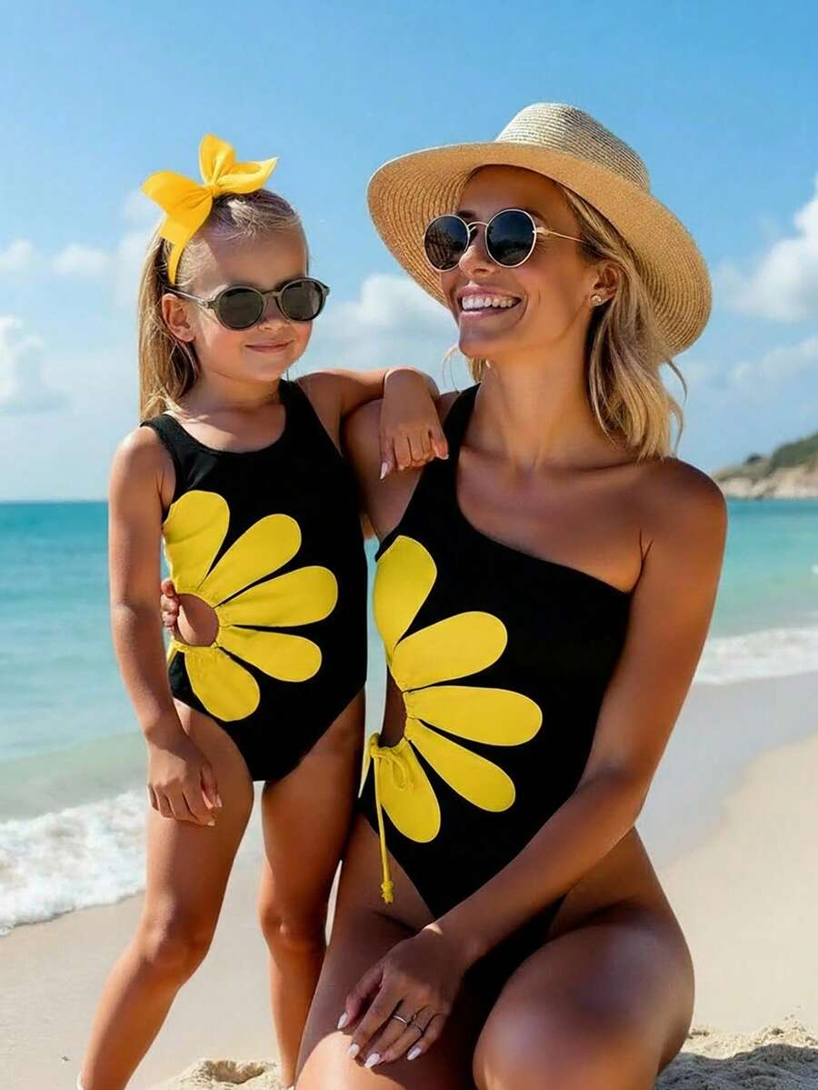 Emery Rose Kids Emery Rose Kids Young Girl Floral Knitted Spaghetti Strap Bikini Top