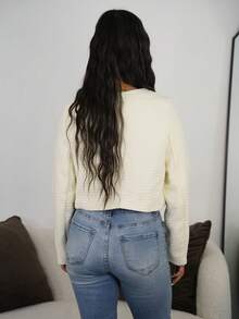 SAYEHFBABY 秋冬纯色纽扣前襟大衣 - 米色 - 查看 2