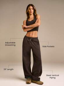 GLOWMODE 日常羊毛保暖柔软轻便侧边滚边口袋松紧腰带抽绳运动裤秋冬日常休闲