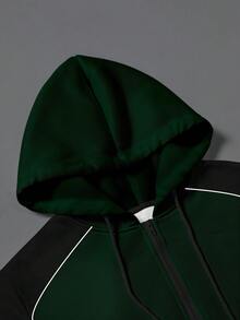 Manfinity Homme Men's Contrast Color Patchwork Hoodie And Sweatpants Set