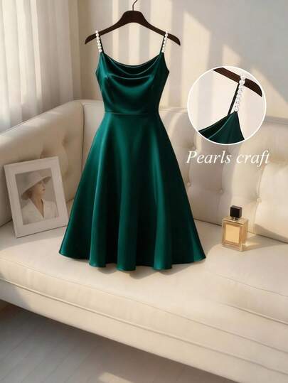 GlowEve CURVE 大码纯色优雅珍珠吊带连衣裙