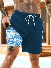 Surfspeed Men's Casual Printed Boxer Lining Drawstring Beach Shorts - Multicolor - View 4