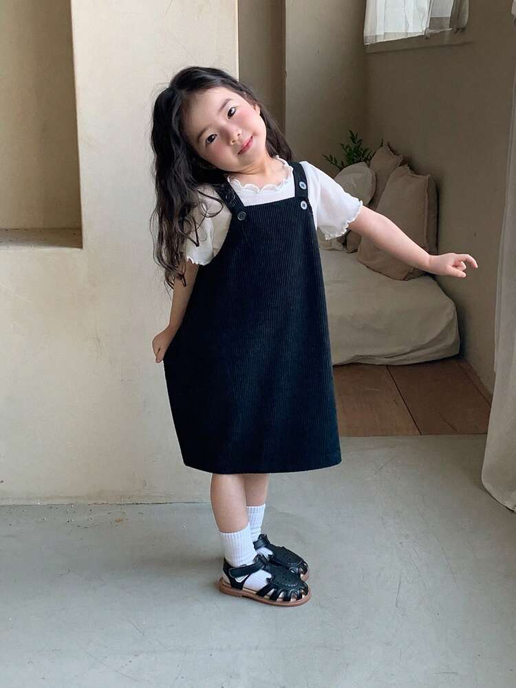 Baby Girls' Solid Color Casual Korean Style Dress Summer Toddler Girls Clothes