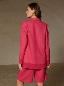 Aveloria Revavyn Bộ đồ nữ gồm áo blazer dài tay phối chiffon, cổ tay và gấu áo bằng chiffon, gồm áo blazer và quần ống đứng. - Màu Hồng Tươi - Xem 2