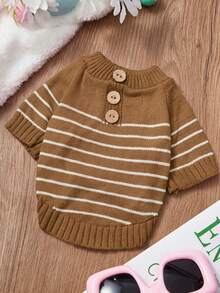 PETSIN 1pc Yellow Coconut Button Christmas Pet Sweater Christmas Style Autumn/Winter High Neck Thick Warm Pet Clothes - Yellow - View 1