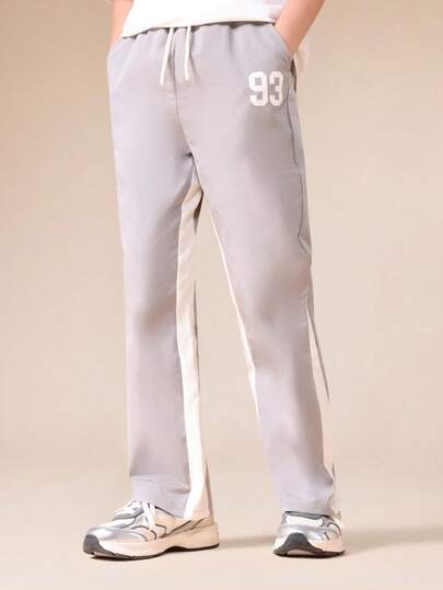  SUMWON Boys Casual Side Stripe Sweatpants With Number Print Elastic Waist Drawstring Jogger Pants Comfortable School Everyday Wear Vacation