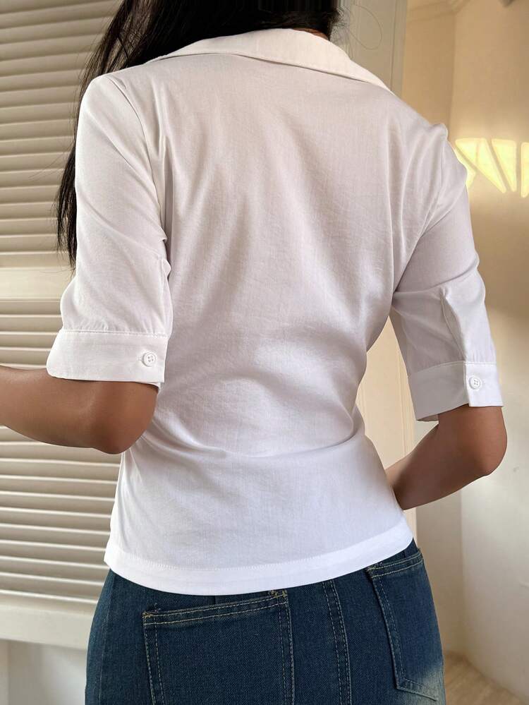Women's Casual Design Office/Commute Short Sleeve Blouse, Suitable For Spring, Summer, Valentine's Day, Wedding