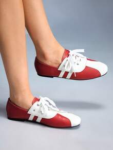 CUCCOO GRLICON Women's Lace-Up Contrast Color Casual Flat Loafers Valentine's Day - Multicolor - View 5