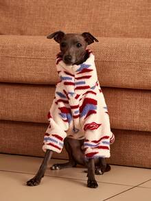 PETSIN Pawparrel 1pc Pet Autumn/Winter Double Sided Plush Elastic Comfortable Warm Fabric High Neck Dog Sweatshirt - Multicolor - View 3