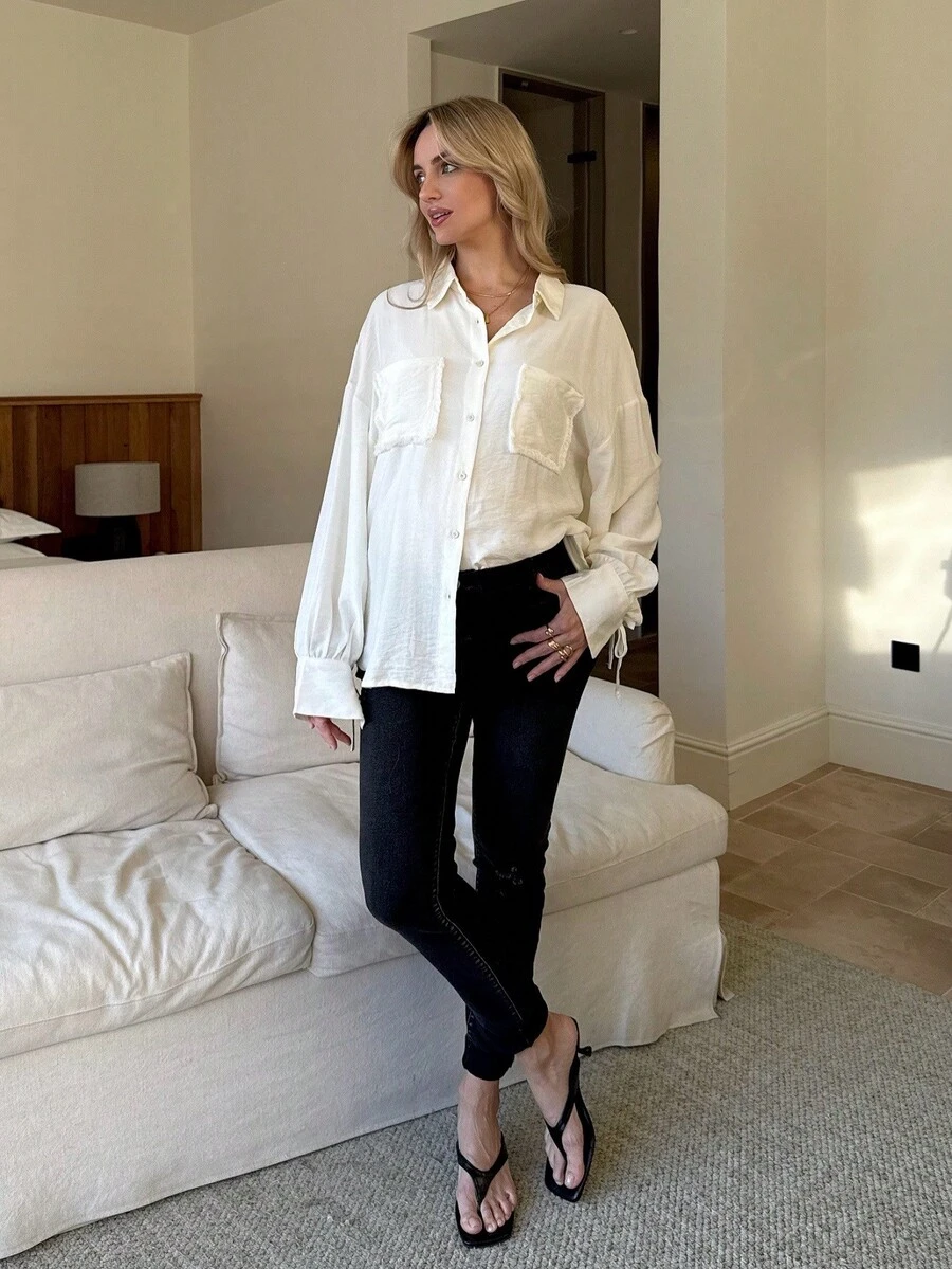 SHEIN 孕妇休闲高腰口袋紧身牛仔裤 春夏情人节嘉年华服装通勤度假毕业时尚Y2K可爱街头风派对婚礼优雅商务休闲女式黑色紧身牛仔裤高腰牛仔裤极简风格弹力牛仔裤日常黑色牛仔裤百搭黑色牛仔裤 - 黑色 - 查看 1