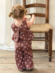 LMoss Kids 2件套女婴碎花无袖休闲上衣和打底裤套装 - 彩色 - 查看 5