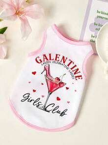 PETSIN 1 Stück Hundegeschirr mit Wein-Liebesbrief-Aufdruck, atmungsaktiv und hautfreundlich, in Rosa und Weiß - Verschiedenfarbig - Übersicht 1