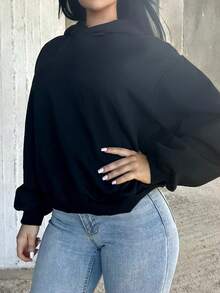 Vassilux 超大连帽衫 宽松版型 落肩运动衫 返校 秋冬 舒适秋季 圣诞节 可爱休闲 日常 Y2K 街头服饰 胶囊衣橱 黑色圣诞节 - 黑色 - 查看 4