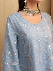 Al Najma 宽松飘逸刺绣串珠长袖连衣裙，阿拉伯风格