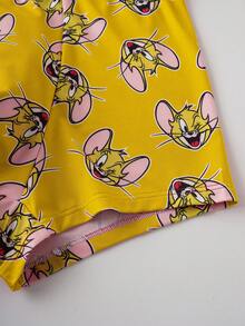 TOM & JERRY X SHEIN Men's Letter & Cartoon Pattern Comfortable Boxer Briefs - Brown - View 7