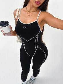 Slayform 女士休闲撞色滚边吊带连体裤 - 彩色 - 查看 2