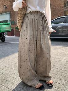 DAZY Women's Casual Woven Polka Dot Loose Fit Pants