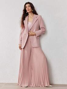 ZEYLAH Elegant Cinched Waist Waist Suit Jacket, Spring