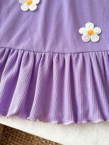 SHEIN Playful Pals 小女孩时尚甜美彩虹条纹吊带露背连衣裙，可爱夏日度假装 - 淡紫色 - 查看 6