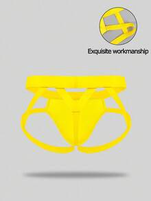 DrisQ DrisQ Men's Sexy Solid Color Hollow-Out Low-Rise G-String  Thong Jockstrap - Yellow - View 2
