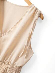 Linhara 2件套加大码V领简约亚麻吊带背心 - 杏色 - 查看 7