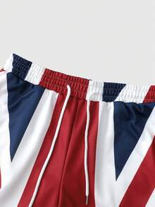 ROMWE MEN 男士国旗图案松紧腰阔腿休闲裤 - 彩色 - 查看 4