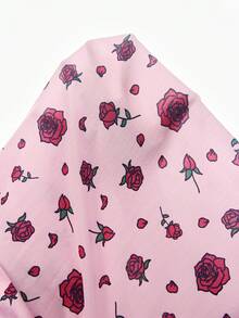 SHEIN 两件套女士印花翻领睡衣套装 - 粉色 - 查看 7