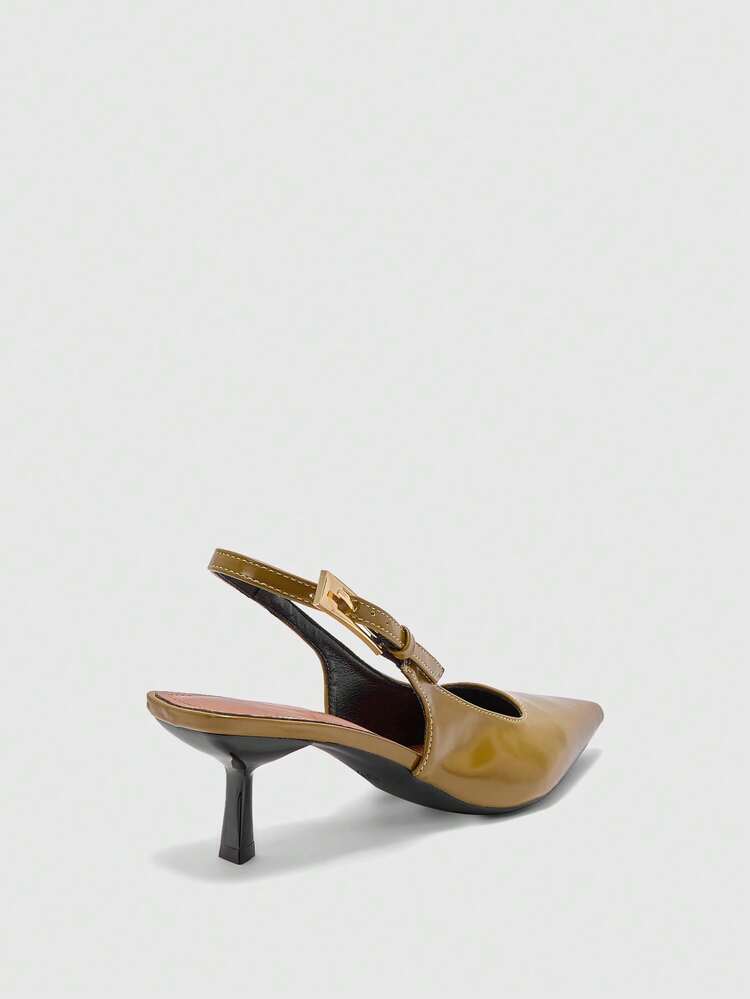 CUCCOO BIZCHIC レモンイエロー ポインテッドトゥ スティレットヒール ファッショナブル ミニマリスト フレンチスタイル 多用途 レディース ハイヒールパンプス、春/秋