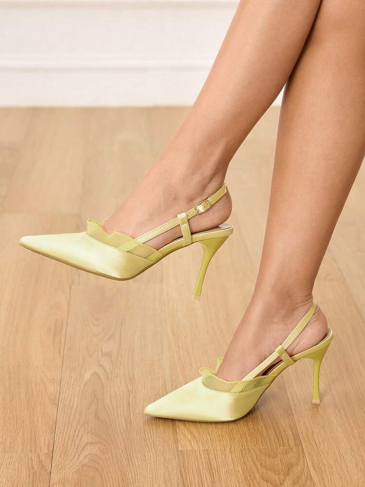 CUCCOO HITCHD Women's Pointed Toe Buckle Design Fashionable High Heels, Versatile For Daily Wear Wedding Shoes Summer Shoes Bride Shoes