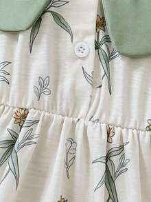 Playful Pals 女婴无袖印花连衣裙，适合休闲穿着、居家和户外玩耍，春夏款 - 淺綠色 - 查看 7