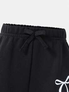 Sparklyn Girls' Wide Leg Pants With Bow Waist, Butterfly Print, Fashion Casual Sports Bottoms, Grey, Back To School - Black - View 5